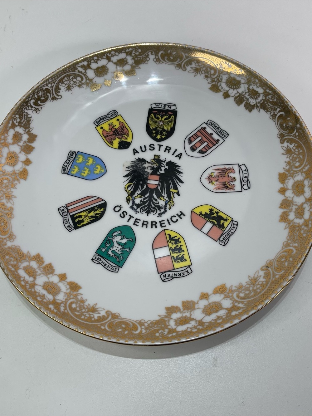 Vintage Ceramic Austrian Souvenir Collector's Plate Trim Wiener Bauer